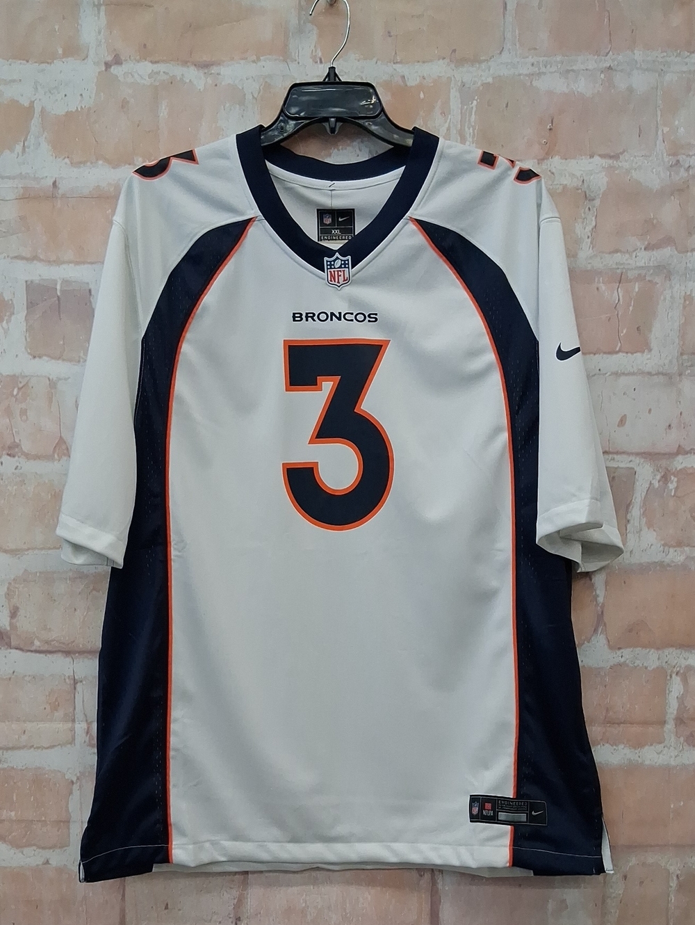 NWT Nike White Denver Broncos #3 Football Jersey with Navy and Orange Accents